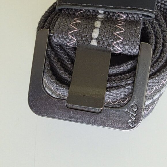 EDC by Esprit Belt For Size 4 Gray Embroidered Woven Metal Buckle Y2K VTG Boho - Picture 3 of 12